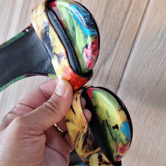 Steve Madden Marlenee Multicolor Patent Open Toe Ankle Strap Heels 6.5 - Picture 4 of 10